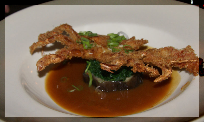 Thumbnail for Soft Shell Crab met spinazie, aubergine en misosaus