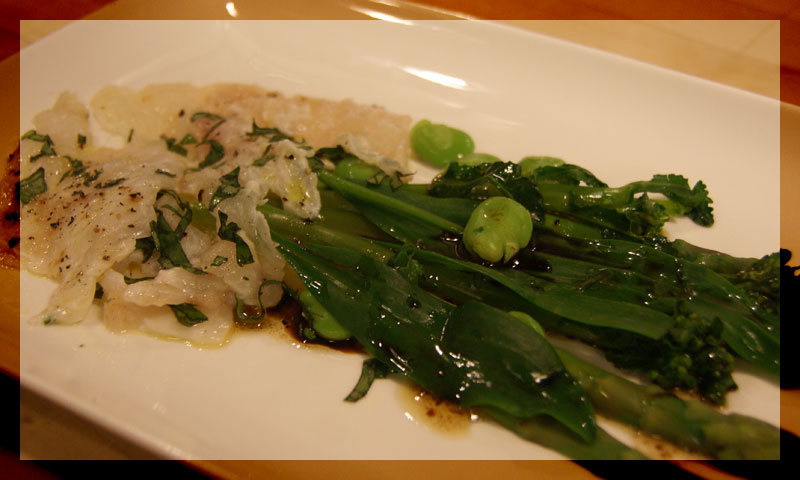 Thumbnail for Salade van groene asperges, tuinbonen, broccoli scheutem em gemarineerde heilbot