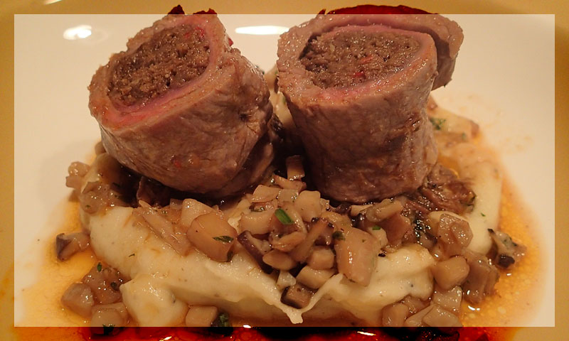 Thumbnail for Entrecote en draadjesvlees van picanha, duxelles van koningzwam en truffelpuree