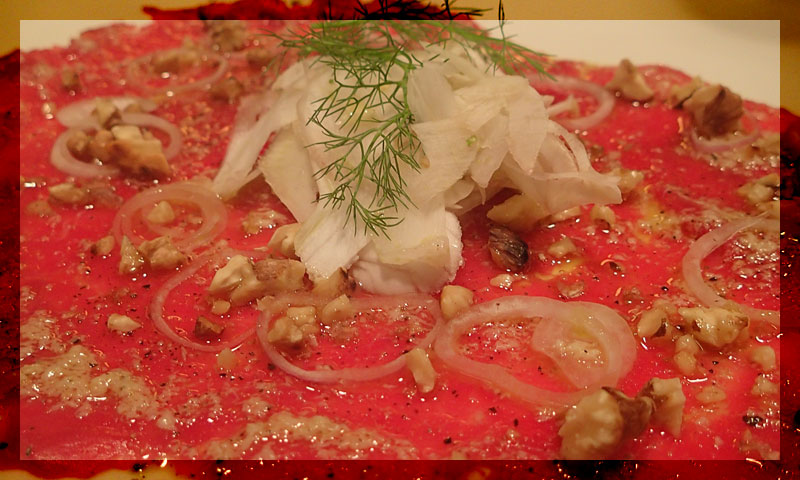 Thumbnail for Carpaccio van Hollandse runderhaas met mierikswortel, venkel en pecannoten