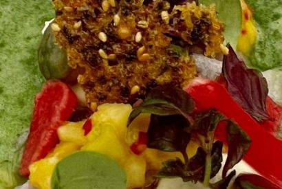 Thumbnail for Ceviche  van baars, komkommersoep, sesamkletskop